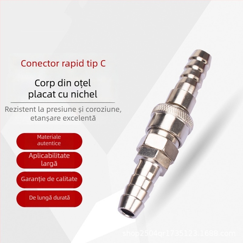 Conectori rapizi de tip C pentru unelte pneumatice — cuplu masculin și feminin, 8 mm, mecanism de blocare, pentru pistol cu aer și compresor