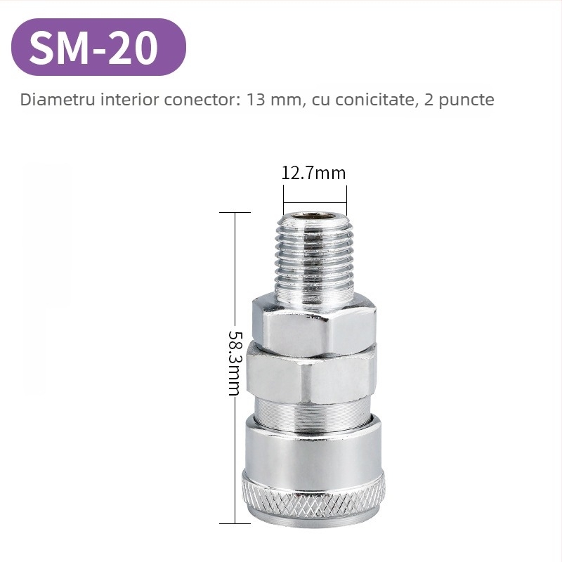 Conectori rapizi de tip C pentru unelte pneumatice — cuplu masculin și feminin, 8 mm, mecanism de blocare, pentru pistol cu aer și compresor