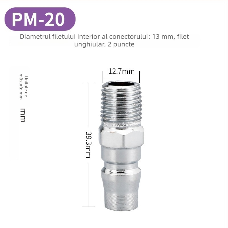 Conectori rapizi de tip C pentru unelte pneumatice — cuplu masculin și feminin, 8 mm, mecanism de blocare, pentru pistol cu aer și compresor