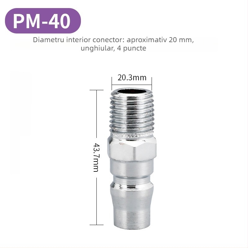 Conectori rapizi de tip C pentru unelte pneumatice — cuplu masculin și feminin, 8 mm, mecanism de blocare, pentru pistol cu aer și compresor
