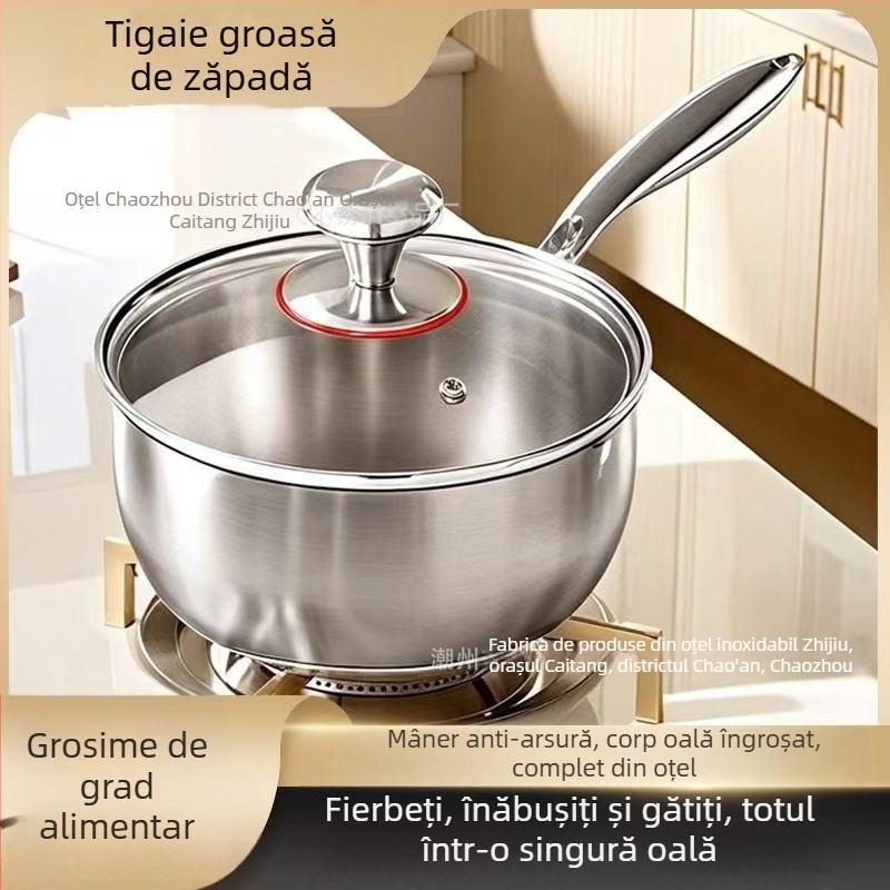 Oală de lapte din oțel inoxidabil alimentar, netencuită, mică oală pentru o porție, pentru gătit tăiței instant