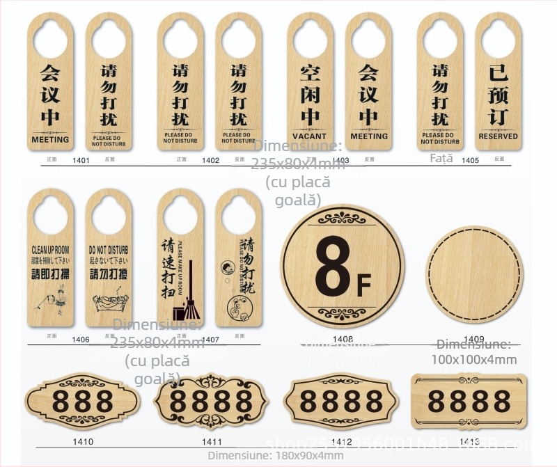 Semn de ușă din acrilic cu placă de stare personalizabilă, etichetă de nume personalizată și imprimare a logo-ului, mai multe stiluri