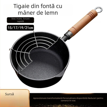 Fier din fontă pentru uz casnic, oală mică pentru prăjit, oală mică pentru lapte, oală pentru mâncare de bebeluți și gătit înăbușit; compatibilă cu plite cu inducție și gaz