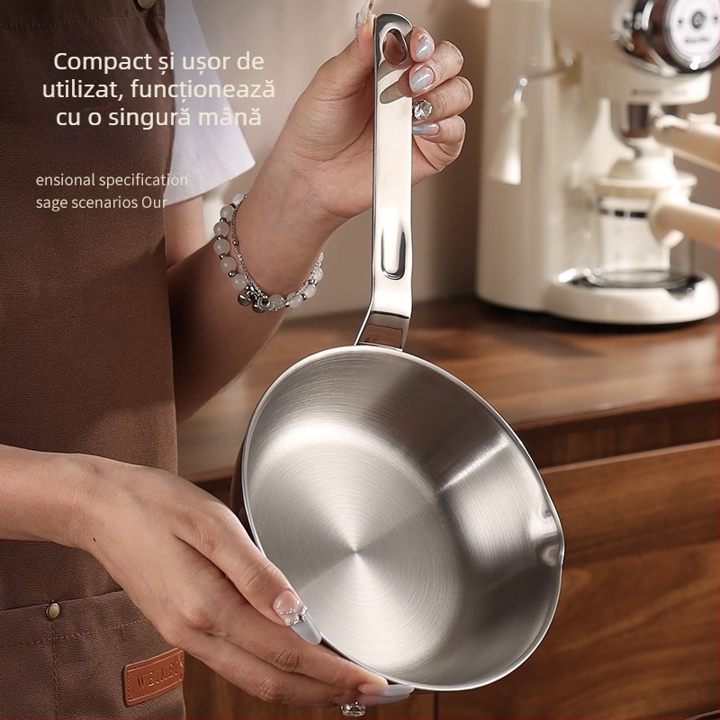 Tigaie plată din oțel inoxidabil 316, netencuită, pentru uz casnic — gătit paste, încălzire lapte, hrană pentru bebeluși, porție individuală, prăjire și aburire