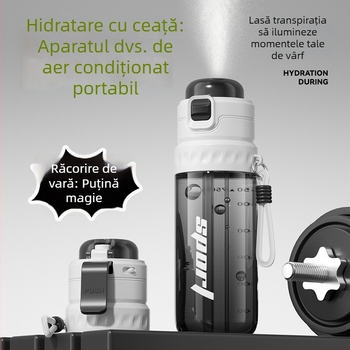 Ceașcă de apă cu pulverizare pentru vară, capacitate mare, cupă sport cu pai pentru bărbați