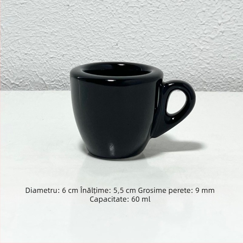 Ceașcă de cafea ceramică cu pereți groși de 9 mm, 60 ml ceașcă de espresso cu farfurie – set