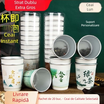 Pahare de hârtie de unică folosință, izolație din folie dublă de aluminiu, cu ceașcă de ceai, 10 bucăți, capacitate 201–300 ml