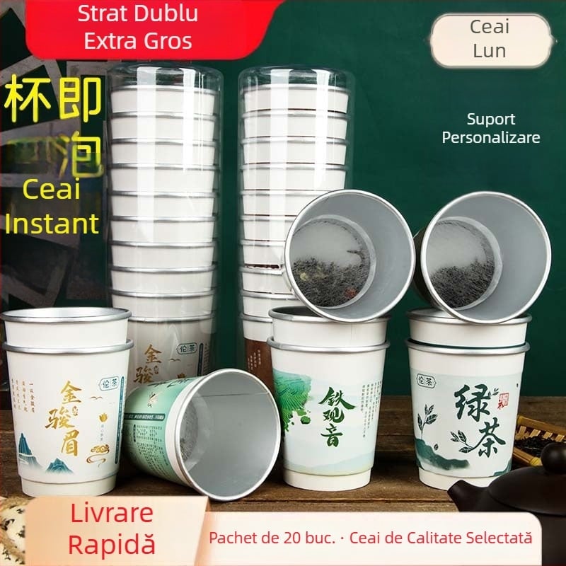Pahare de hârtie de unică folosință, izolație din folie dublă de aluminiu, cu ceașcă de ceai, 10 bucăți, capacitate 201–300 ml