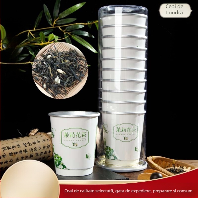 Pahare de hârtie de unică folosință, izolație din folie dublă de aluminiu, cu ceașcă de ceai, 10 bucăți, capacitate 201–300 ml
