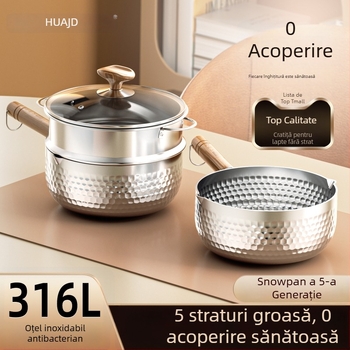 Oală Yukihira japoneză din oțel inoxidabil 304, capac din sticlă, grătar de abur, pentru hrana bebelușilor și lapte, compatibilă cu aragaz universal