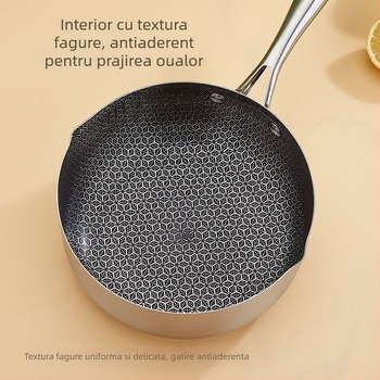 Oală din oțel inoxidabil cu structură honeycomb, stil japonez Yukihira, antiaderentă, oală pentru lapte, supă și mâncare pentru bebeluși, model da-425