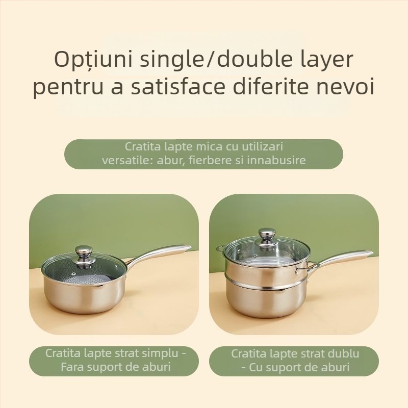 Oală din oțel inoxidabil cu structură honeycomb, stil japonez Yukihira, antiaderentă, oală pentru lapte, supă și mâncare pentru bebeluși, model da-425