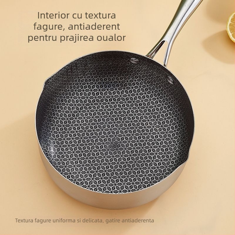 Oală din oțel inoxidabil cu structură honeycomb, stil japonez Yukihira, antiaderentă, oală pentru lapte, supă și mâncare pentru bebeluși, model da-425