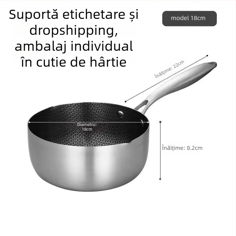 Oală din oțel inoxidabil cu structură honeycomb, stil japonez Yukihira, antiaderentă, oală pentru lapte, supă și mâncare pentru bebeluși, model da-425
