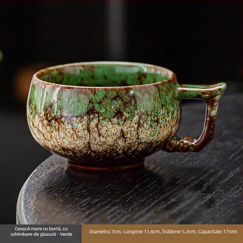 Set de cești de cafea din ceramică cu farfuriu, capacitate mică, stil japonez, lucrate manual