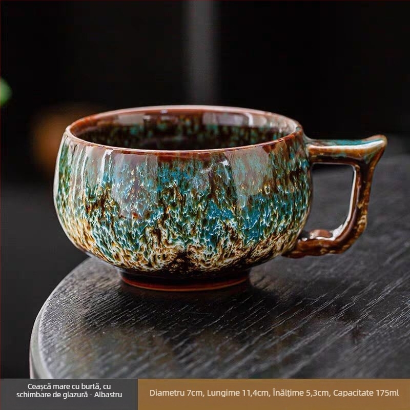 Set de cești de cafea din ceramică cu farfuriu, capacitate mică, stil japonez, lucrate manual