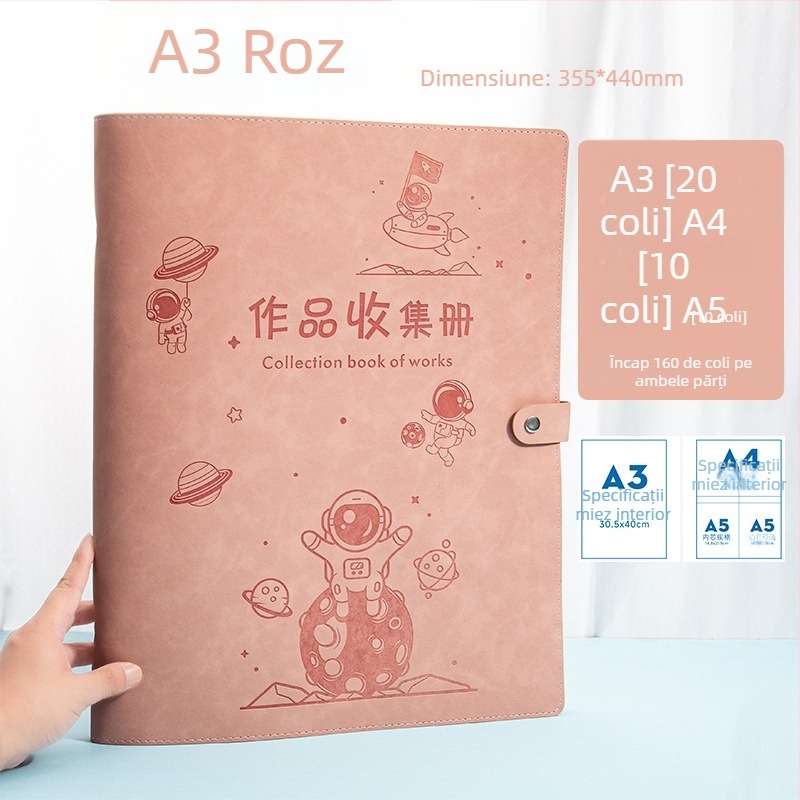 Album pentru certificatele copiilor, format A3/A4, piele premium, pentru premii și documente