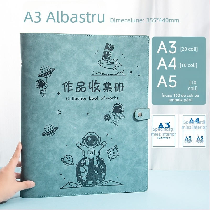 Album pentru certificatele copiilor, format A3/A4, piele premium, pentru premii și documente