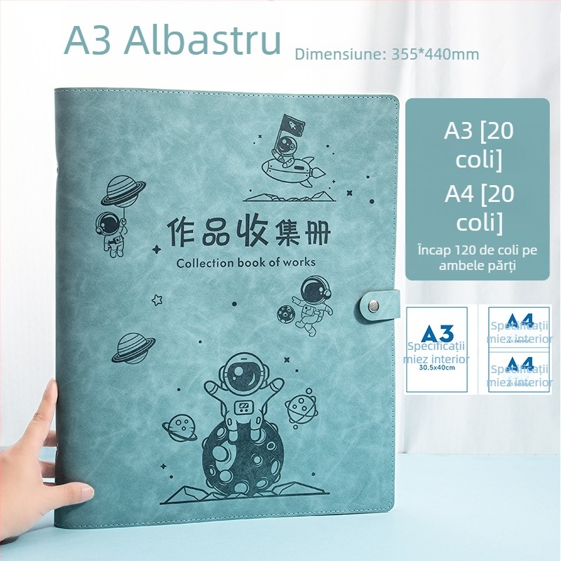Album pentru certificatele copiilor, format A3/A4, piele premium, pentru premii și documente