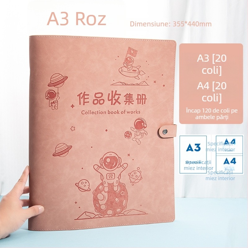 Album pentru certificatele copiilor, format A3/A4, piele premium, pentru premii și documente