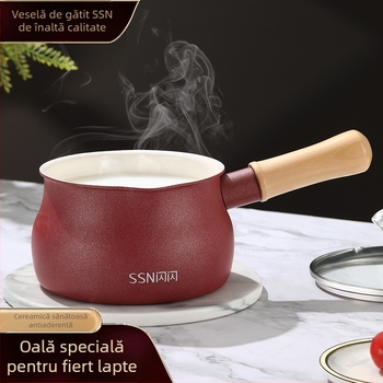 Oală ceramică de lapte, antiaderentă, ideală pentru încălzirea laptelui și a ceaiului cu lapte, mică oală pentru hrana bebelușilor, compatibilă cu plita cu inducție