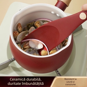 Oală ceramică de lapte, antiaderentă, ideală pentru încălzirea laptelui și a ceaiului cu lapte, mică oală pentru hrana bebelușilor, compatibilă cu plita cu inducție