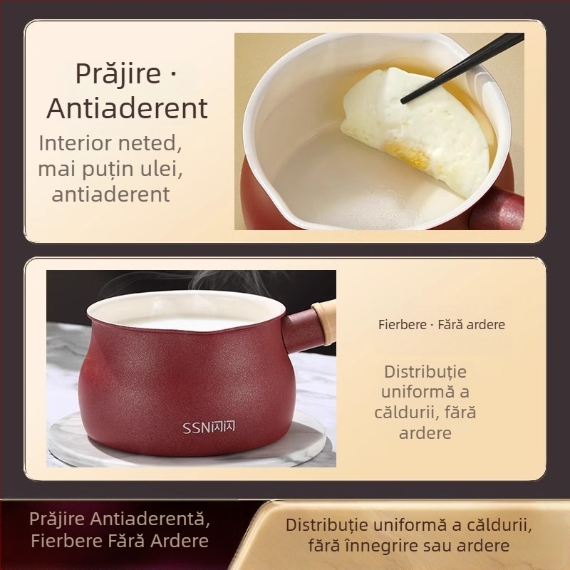 Oală ceramică de lapte, antiaderentă, ideală pentru încălzirea laptelui și a ceaiului cu lapte, mică oală pentru hrana bebelușilor, compatibilă cu plita cu inducție