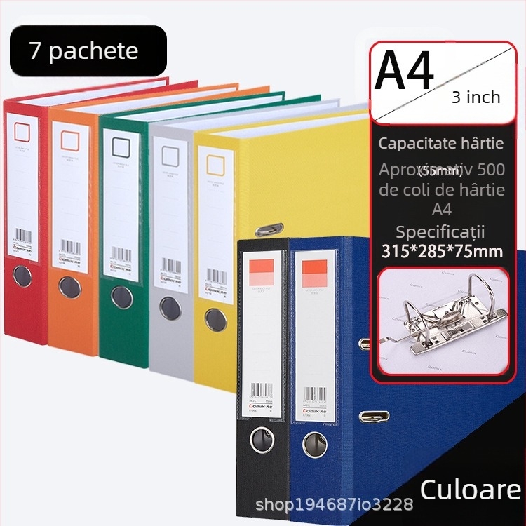 Dosar A4 cu două găuri, îngroșat, pentru fișiere cu foi perforate