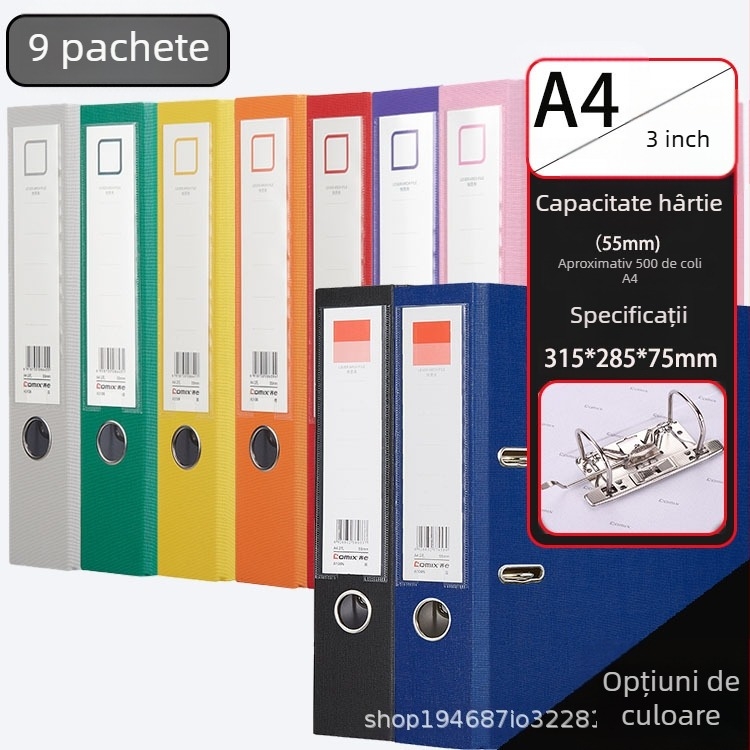 Dosar A4 cu două găuri, îngroșat, pentru fișiere cu foi perforate