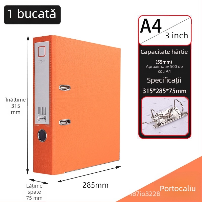 Dosar A4 cu două găuri, îngroșat, pentru fișiere cu foi perforate