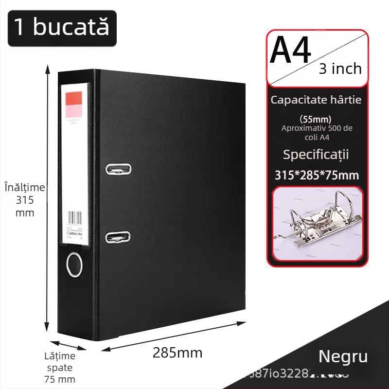 Dosar A4 cu două găuri, îngroșat, pentru fișiere cu foi perforate