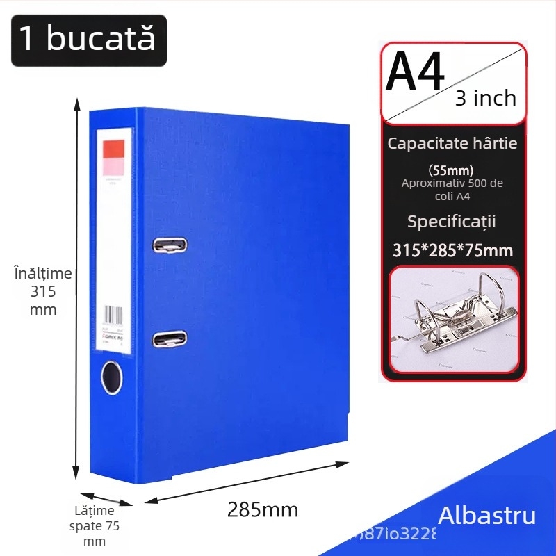 Dosar A4 cu două găuri, îngroșat, pentru fișiere cu foi perforate