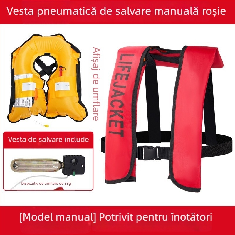 Vestă de salvare gonflabilă automată pentru adulți, utilizare în aer liber, pentru navigație și pescuit, umflare manuală