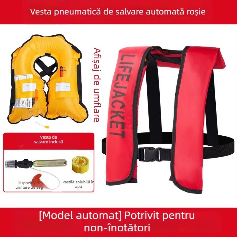 Vestă de salvare gonflabilă automată pentru adulți, utilizare în aer liber, pentru navigație și pescuit, umflare manuală