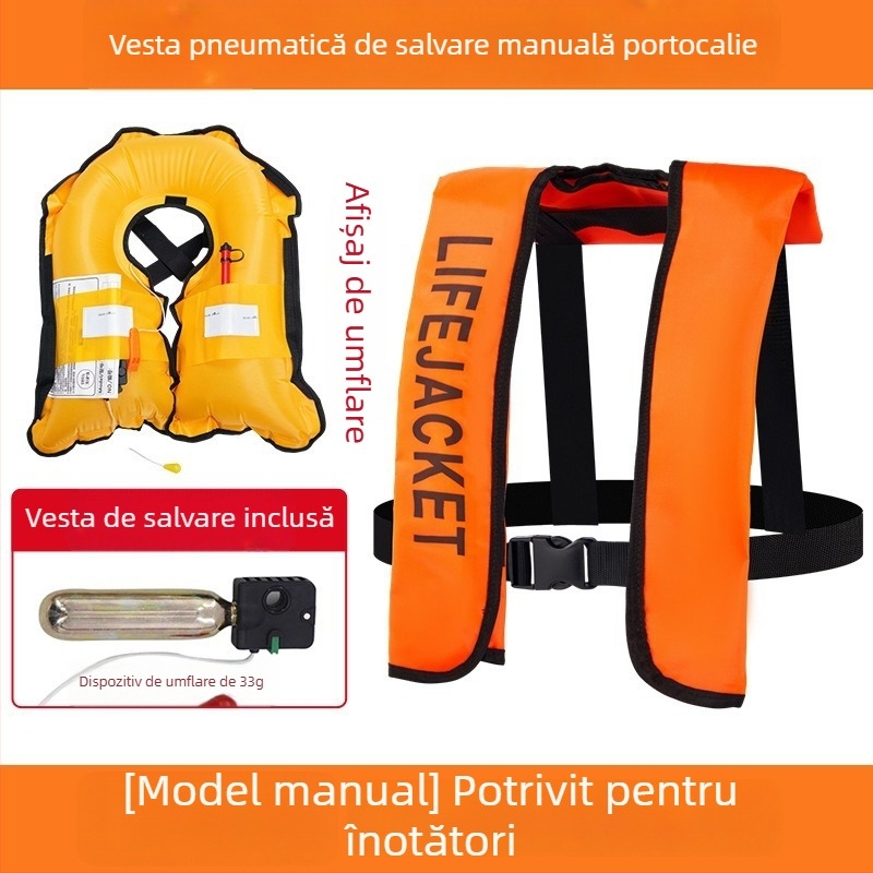 Vestă de salvare gonflabilă automată pentru adulți, utilizare în aer liber, pentru navigație și pescuit, umflare manuală