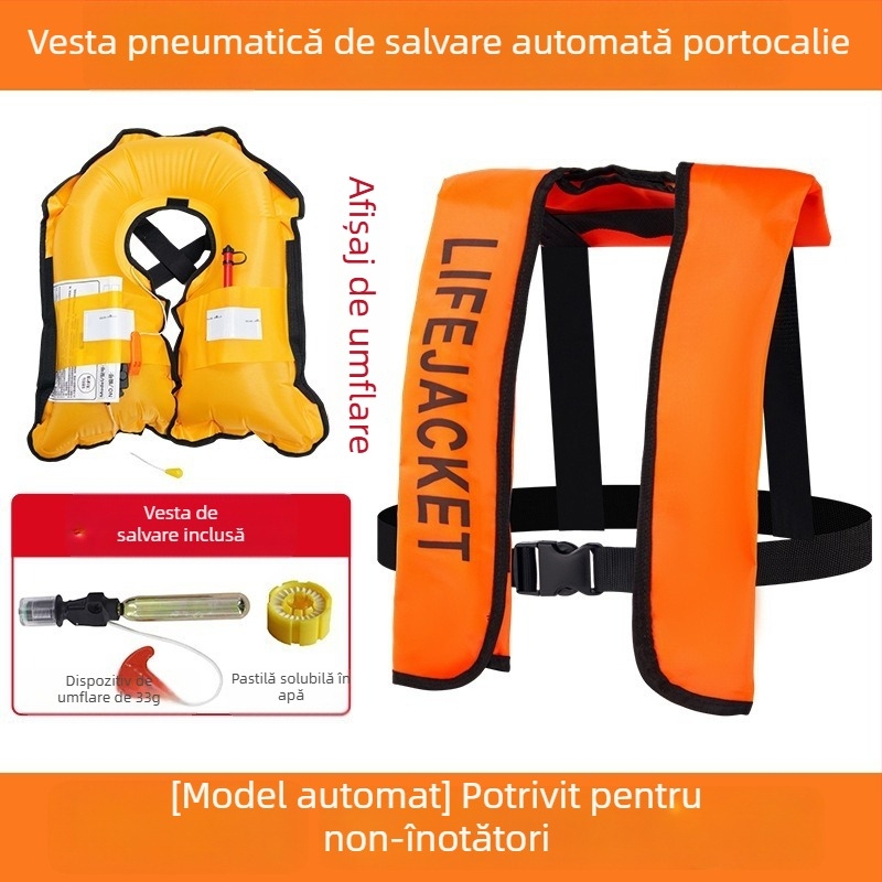 Vestă de salvare gonflabilă automată pentru adulți, utilizare în aer liber, pentru navigație și pescuit, umflare manuală