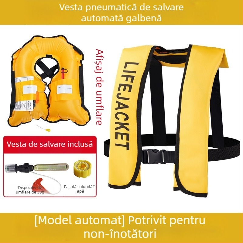 Vestă de salvare gonflabilă automată pentru adulți, utilizare în aer liber, pentru navigație și pescuit, umflare manuală