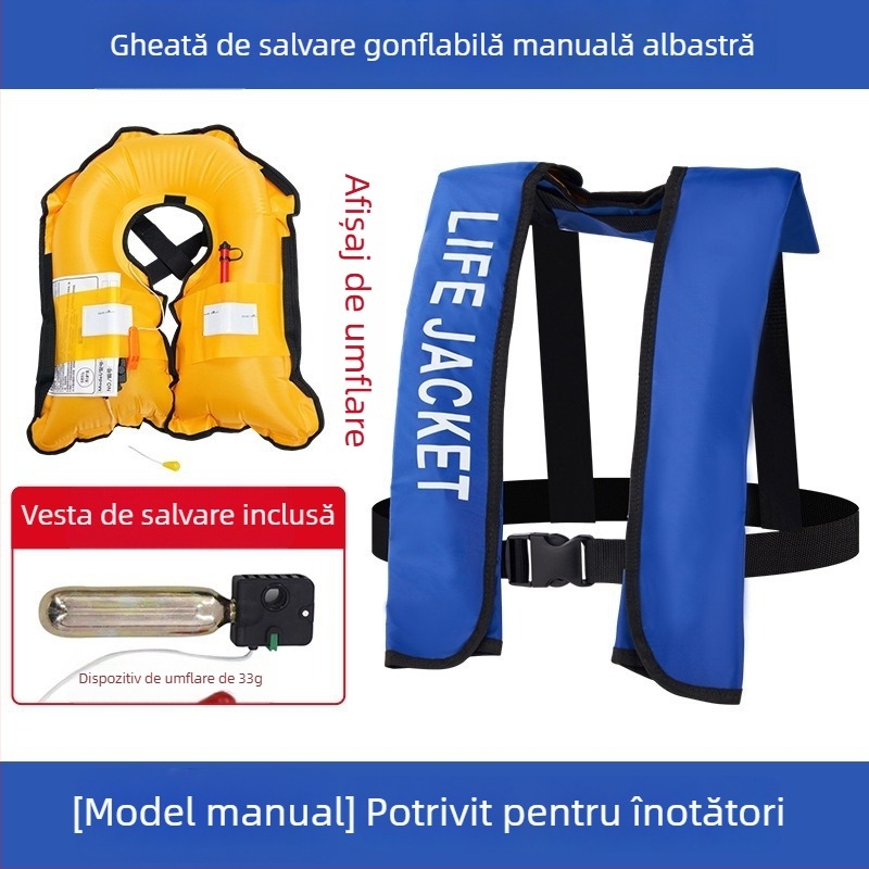 Vestă de salvare gonflabilă automată pentru adulți, utilizare în aer liber, pentru navigație și pescuit, umflare manuală