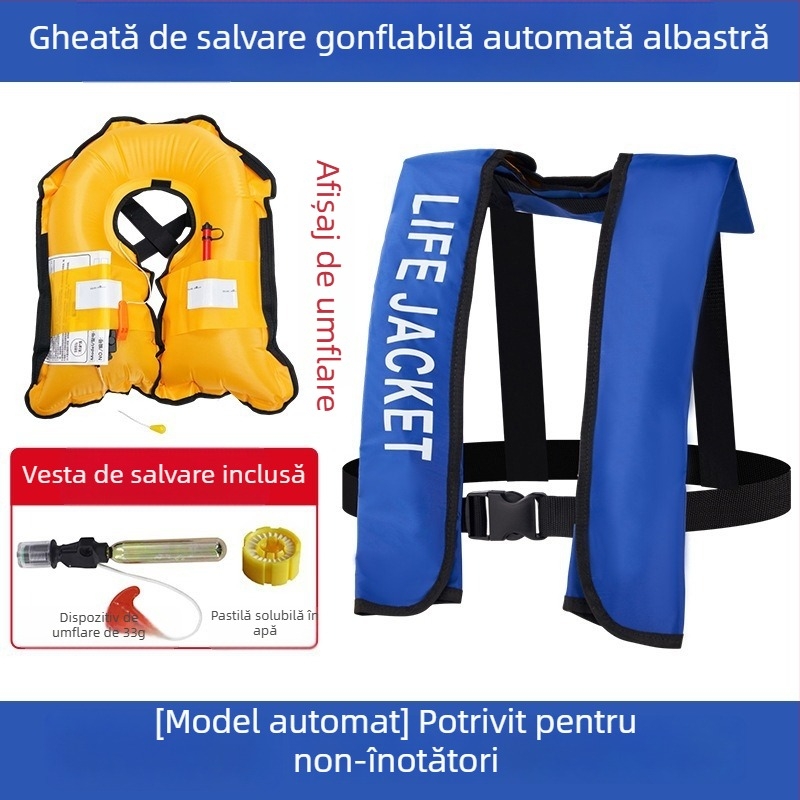 Vestă de salvare gonflabilă automată pentru adulți, utilizare în aer liber, pentru navigație și pescuit, umflare manuală