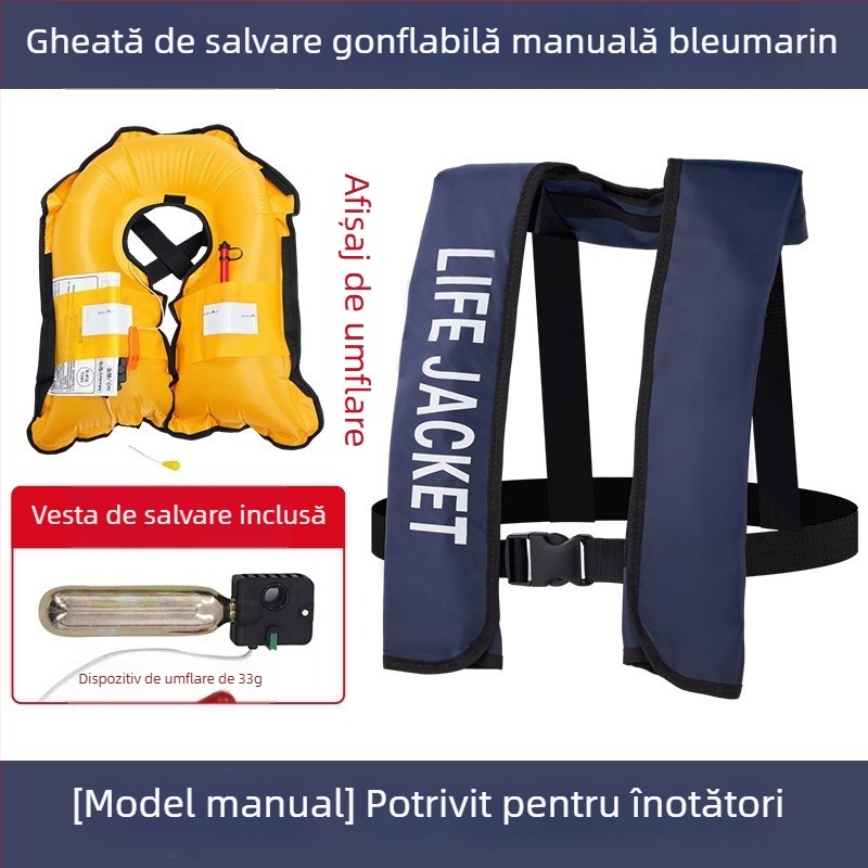 Vestă de salvare gonflabilă automată pentru adulți, utilizare în aer liber, pentru navigație și pescuit, umflare manuală