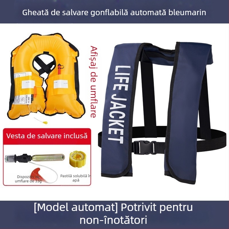 Vestă de salvare gonflabilă automată pentru adulți, utilizare în aer liber, pentru navigație și pescuit, umflare manuală