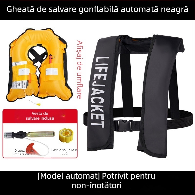 Vestă de salvare gonflabilă automată pentru adulți, utilizare în aer liber, pentru navigație și pescuit, umflare manuală