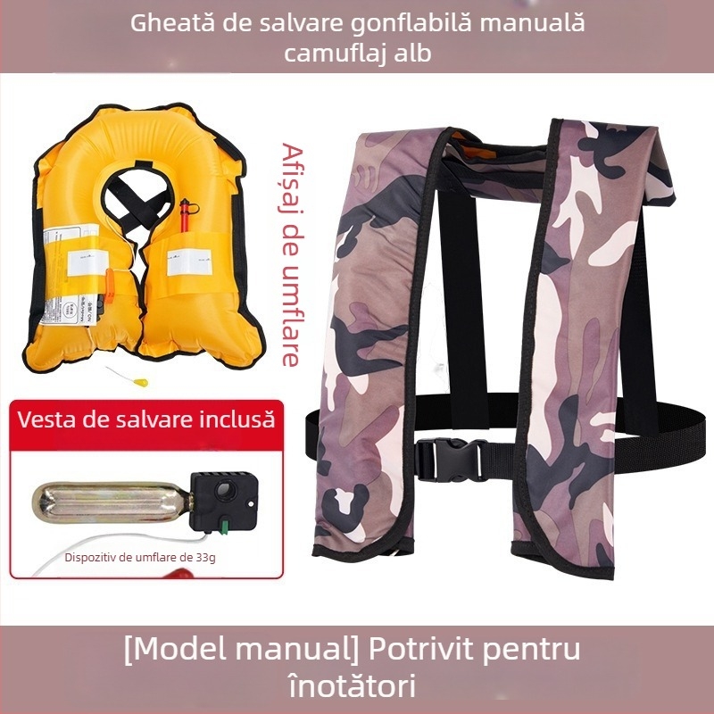 Vestă de salvare gonflabilă automată pentru adulți, utilizare în aer liber, pentru navigație și pescuit, umflare manuală