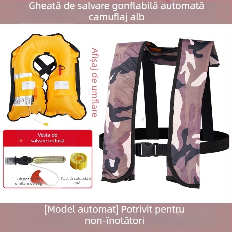 Vestă de salvare gonflabilă automată pentru adulți, utilizare în aer liber, pentru navigație și pescuit, umflare manuală