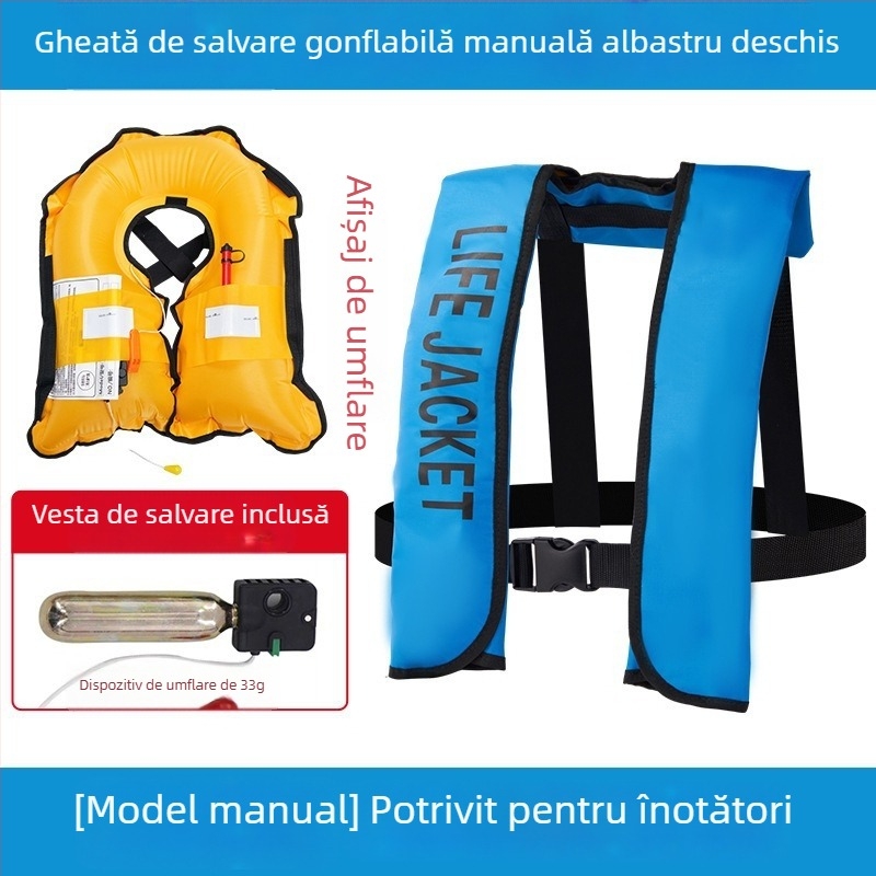 Vestă de salvare gonflabilă automată pentru adulți, utilizare în aer liber, pentru navigație și pescuit, umflare manuală