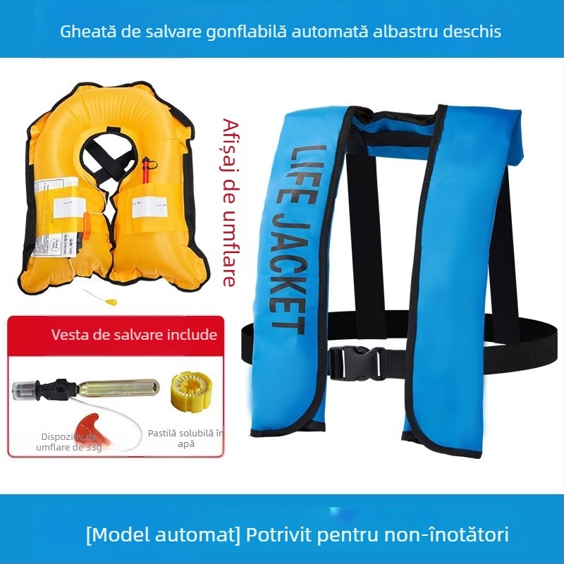 Vestă de salvare gonflabilă automată pentru adulți, utilizare în aer liber, pentru navigație și pescuit, umflare manuală