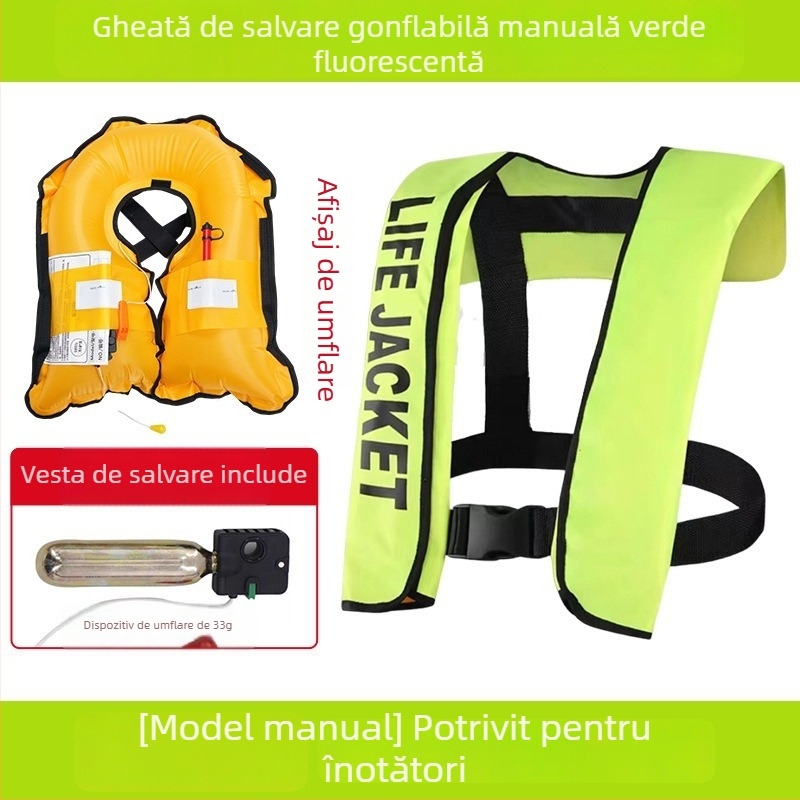 Vestă de salvare gonflabilă automată pentru adulți, utilizare în aer liber, pentru navigație și pescuit, umflare manuală