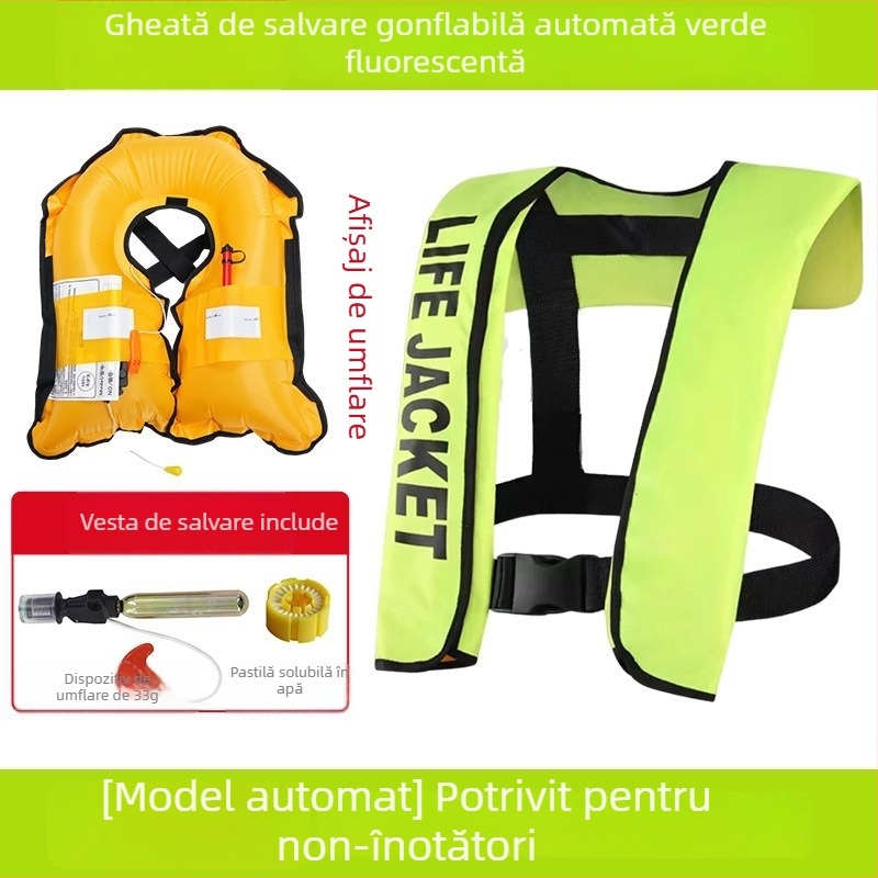 Vestă de salvare gonflabilă automată pentru adulți, utilizare în aer liber, pentru navigație și pescuit, umflare manuală