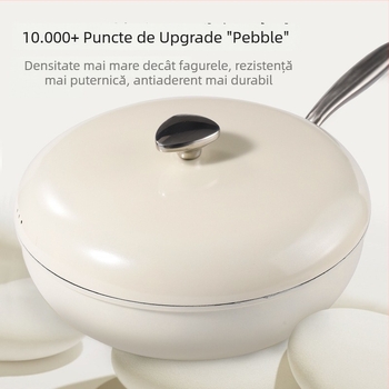 Tigaie wok cu suprafață Maifanit, textură piatră, antiaderentă, bază plată, pentru uz casnic, fum redus, compatibilă cu inducția
