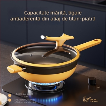 Tigaie din titan antiaderentă, capacitate mare, potrivită pentru toate plitele